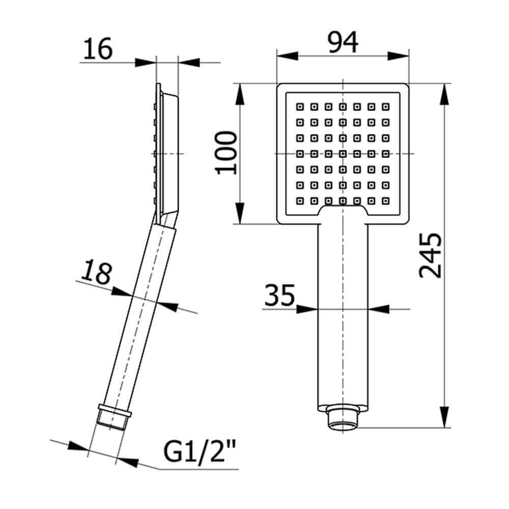 Doccetta quadrata in abs cromo Linear Arcshop