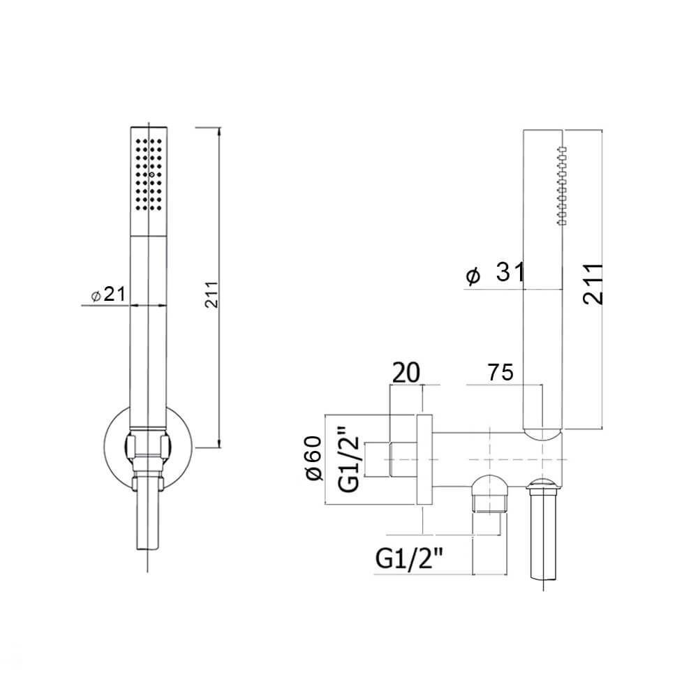 Jacuzzi | Rubinetteria Kit doccia nero opaco tondo con doccino e presa acqua in ottone Arcshop