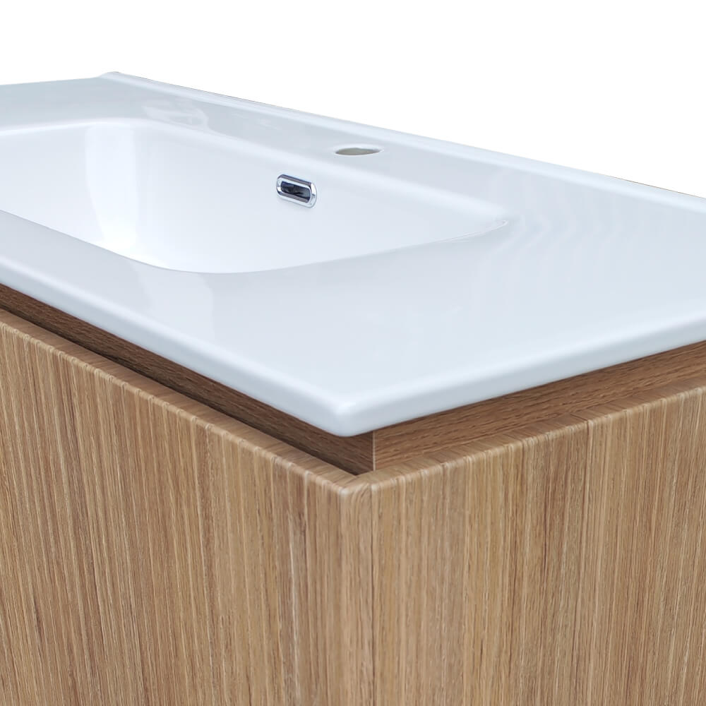 Mobile bagno cannettato sospeso 100 cm Rovere tabacco chiusura soft close - Marsiglia