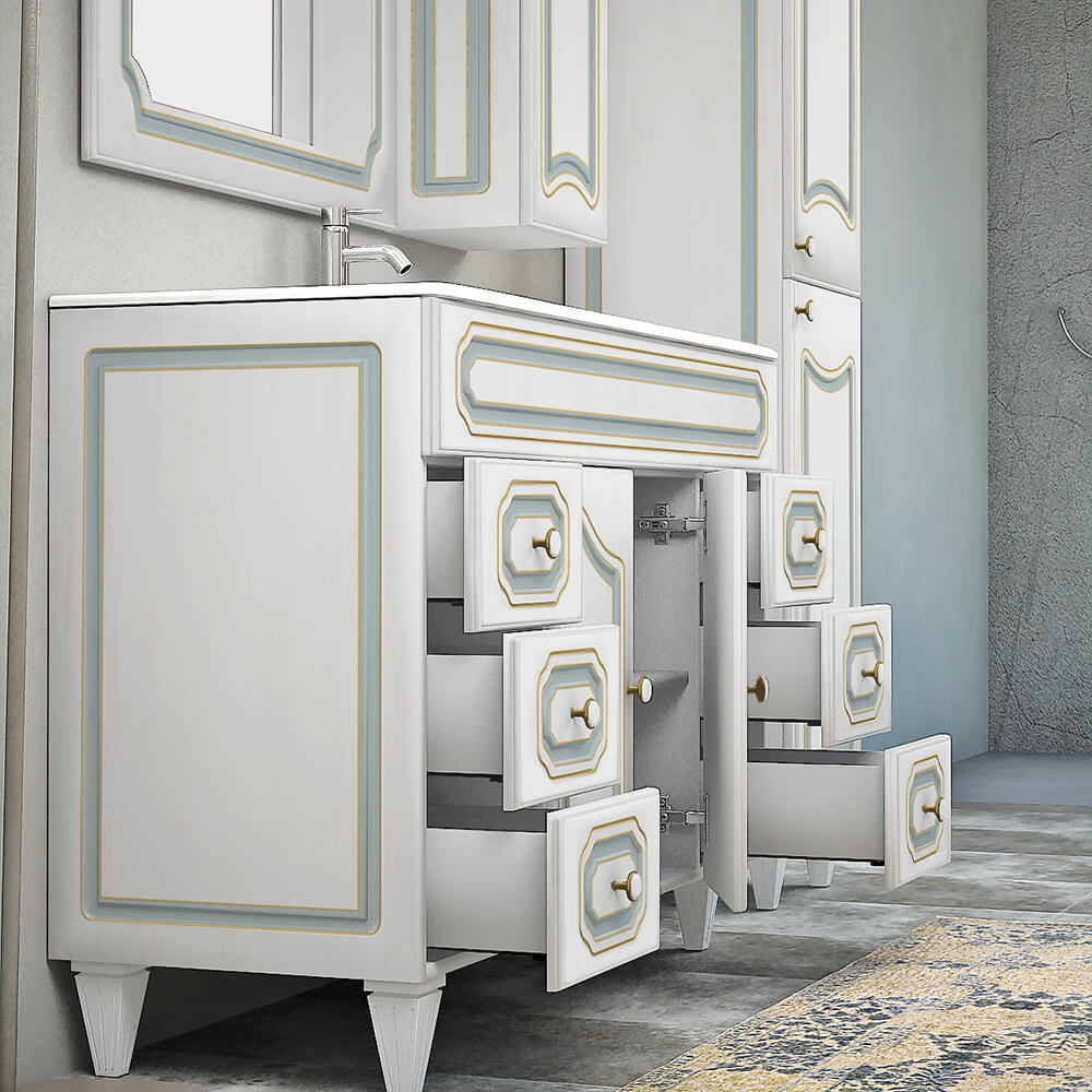 Bagno Italia Mobile Bagno cm 110 Donatello foglia oro arte povera in massello mobili I