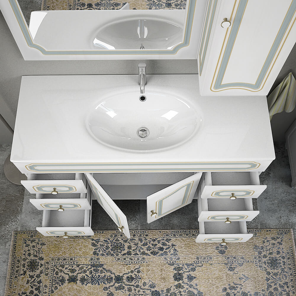 Mobile bagno classico decapè 120 cm a terra Firenze