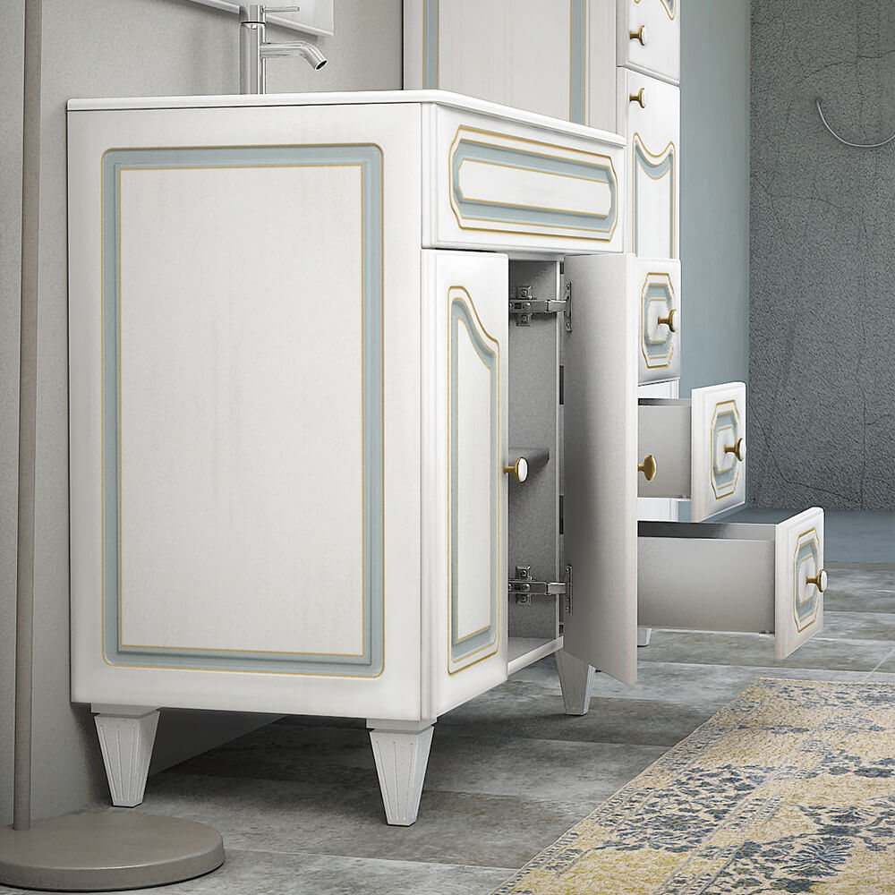 Mobile bagno 90 cm classico a terra in finitura Decapè Firenze