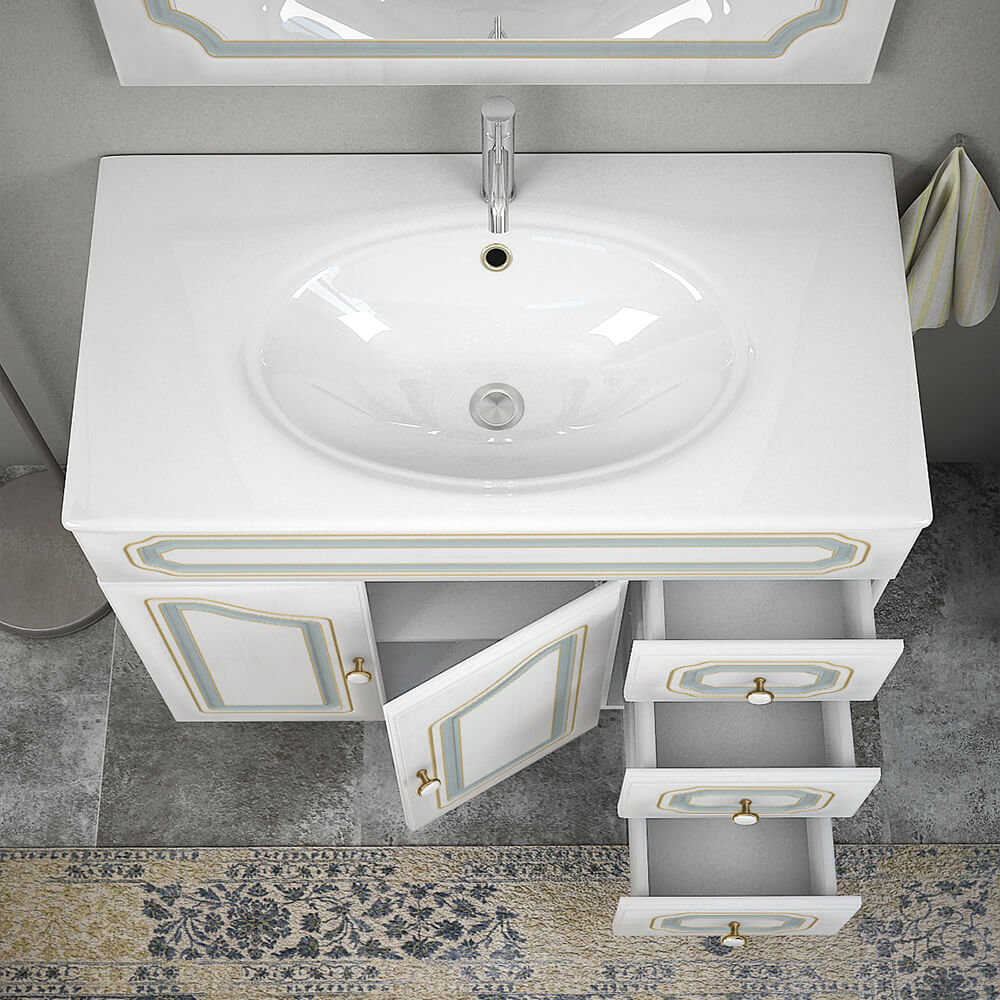 Mobile bagno 90 cm classico a terra in finitura Decapè Firenze