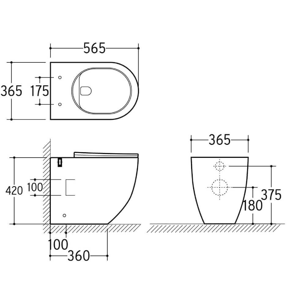 Sanitari filomuro in ceramica bianco lucido vaso rimless scarico a vortice | Florida