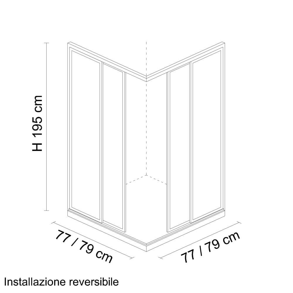 Cabina doccia 80X80 adattabile h 195 con lati scorrevoli Arcshop
