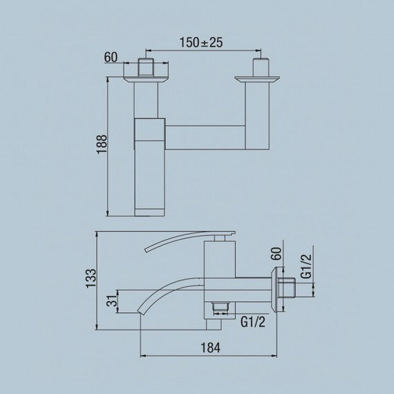 Gruppo vasca esterno con doccia duplex Jacuzzi | rubinetteria Glint ottone cromato 0IQ00002JA00