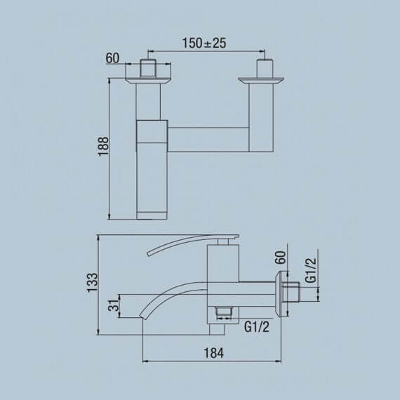 Set miscelatori lavabo + bidet + gruppo vasca Jacuzzi | rubinetteria Glint per piletta click clack Arcshop