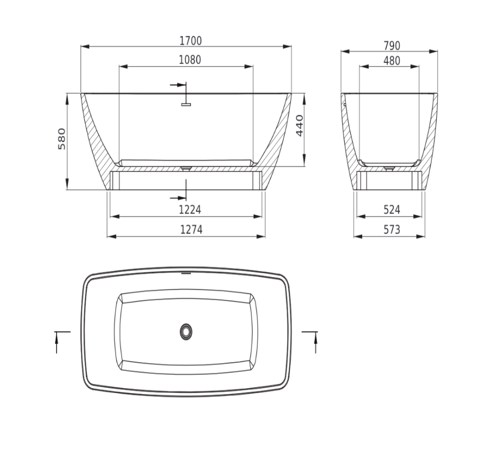 Vasca da bagno 170 X 80 cm Centrostanza Arcshop
