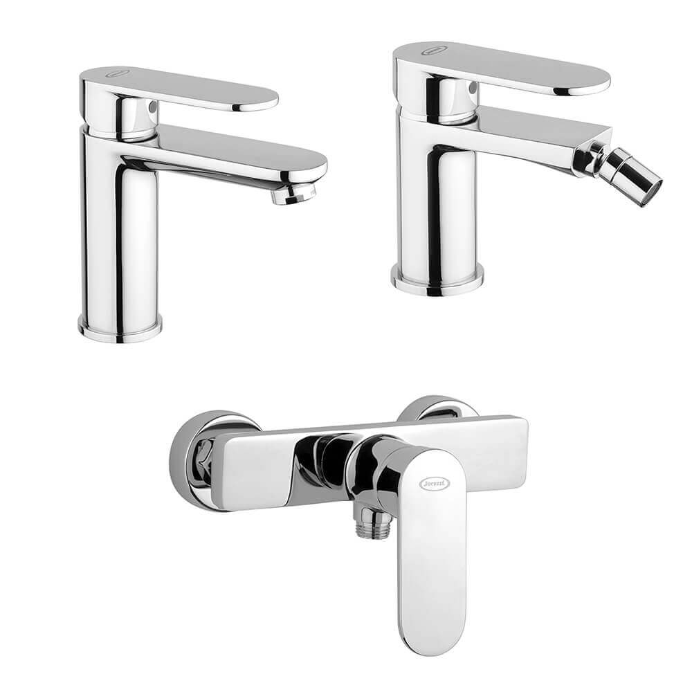 Set miscelatori Jacuzzi | Rubinetteria lavabo bidet per piletta click clack e doccia esterno Borea
