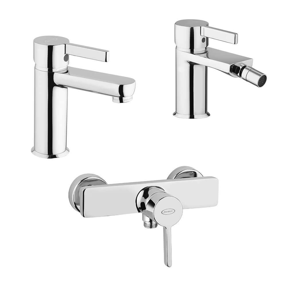 Set rubinetti lavabo bidet e miscelatore esterno per doccia di Jacuzzi Rubinetteria modello Fiamma