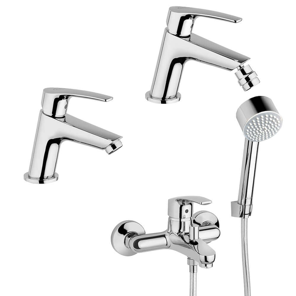 Miscelatori in set Lucente Jacuzzi |rubinetteria lavabo e bidet per piletta click clack con gruppo vasca Arcshop