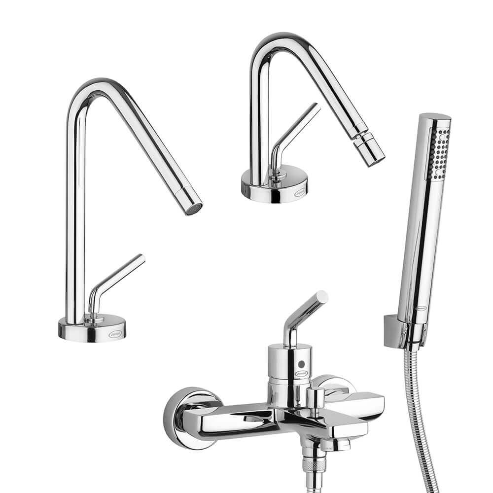 Kit miscelatori Jacuzzi Rubinetteria lavabo bidet e gruppo vasca Lumos Arcshop