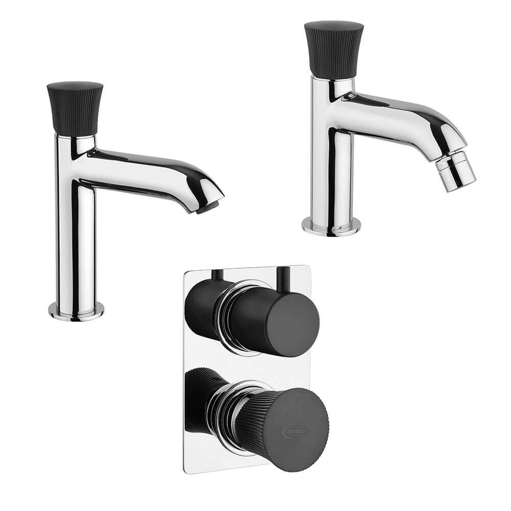 Set miscelatori incasso doccia con deviatore lavabo e bidet Jacuzzi Rubinetteria serie Illumina