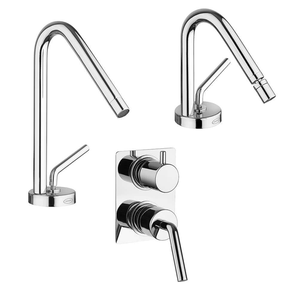 Set di miscelatori Jacuzzi Rubinetteria modello Lumos lavabo bidet ed incasso doccia con deviatore