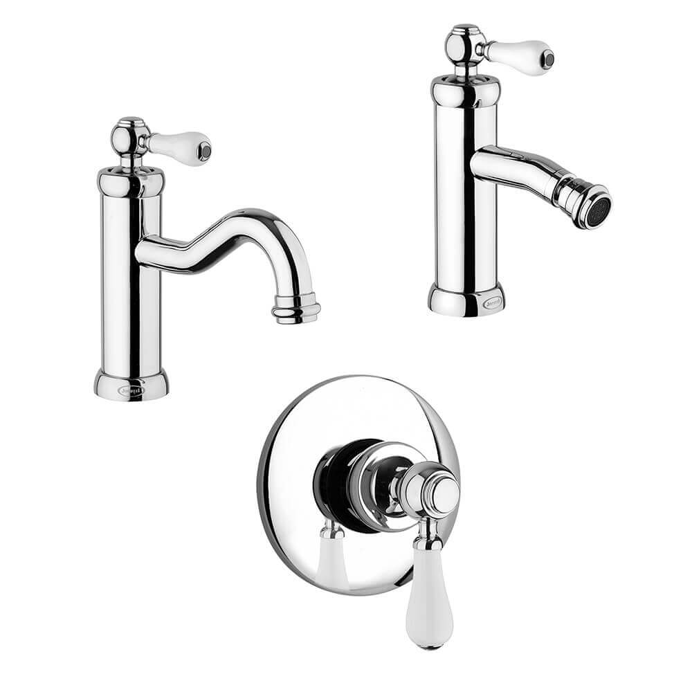 Set miscelatori lavabo bidet ed incasso doccia Jacuzzi Rubinetteria serie Tosca Arcshop