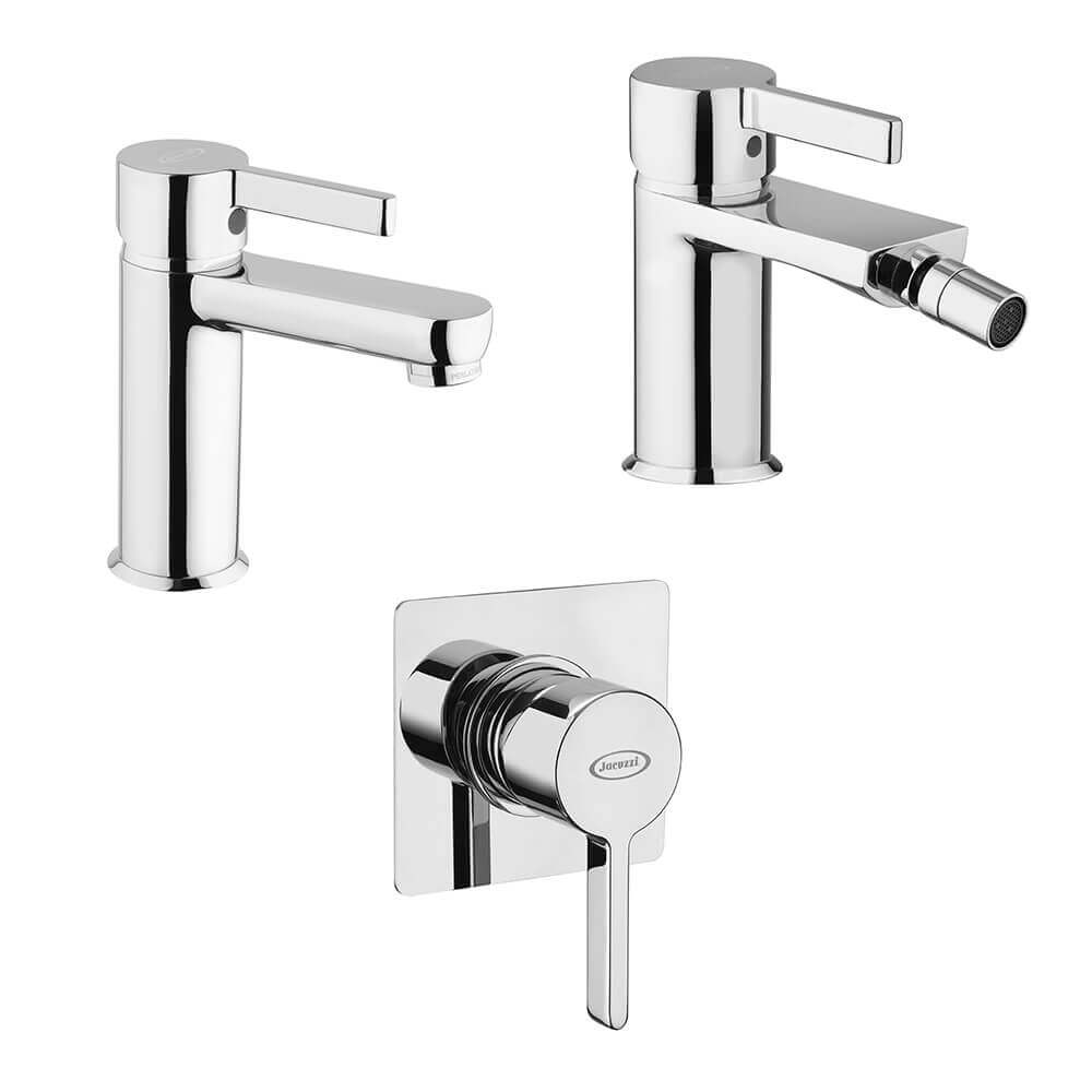 Set miscelatori Jacuzzi Rubinetteria lavabo bidet e doccia incasso serie Fiamma Arcshop