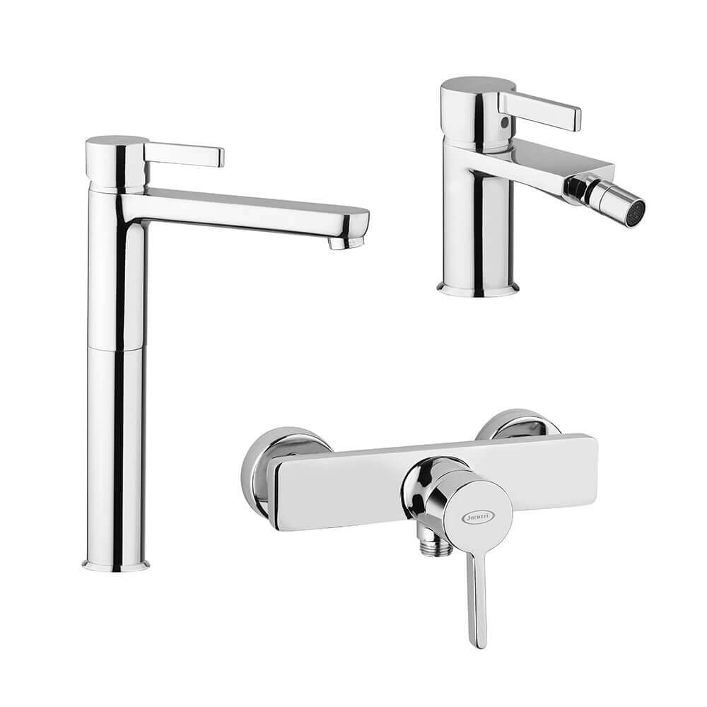 Set rubinetti Fiamma lavabo alto bidet e doccia esterno Jacuzzi Rubinetteria