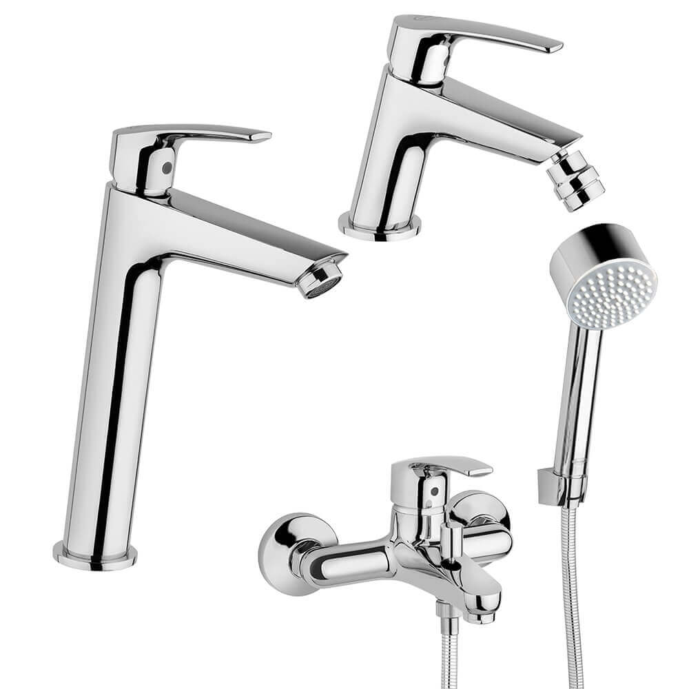Set miscelatori Jacuzzi | Rubinetteria Lucente lavabo bidet per piletta click clack e incasso doccia con gruppo vasca Arcshop