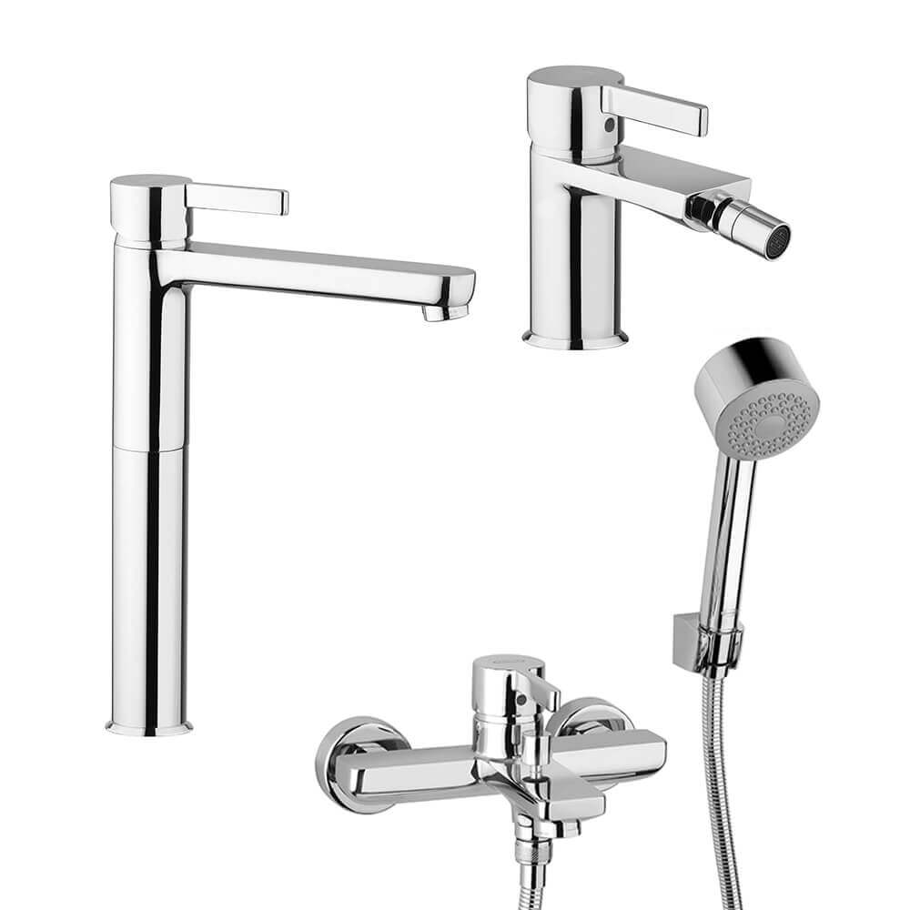 Set miscelatori Fiamma di Jacuzzi Rubinetteria lavabo alto bidet e gruppo vasca Arcshop