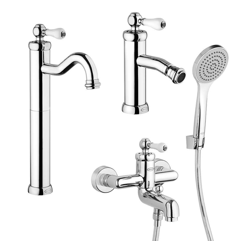 Kit rubinetti lavabo alto bidet e gruppo vasca serie Tosca di Jacuzzi Rubinetteria - Arcshop