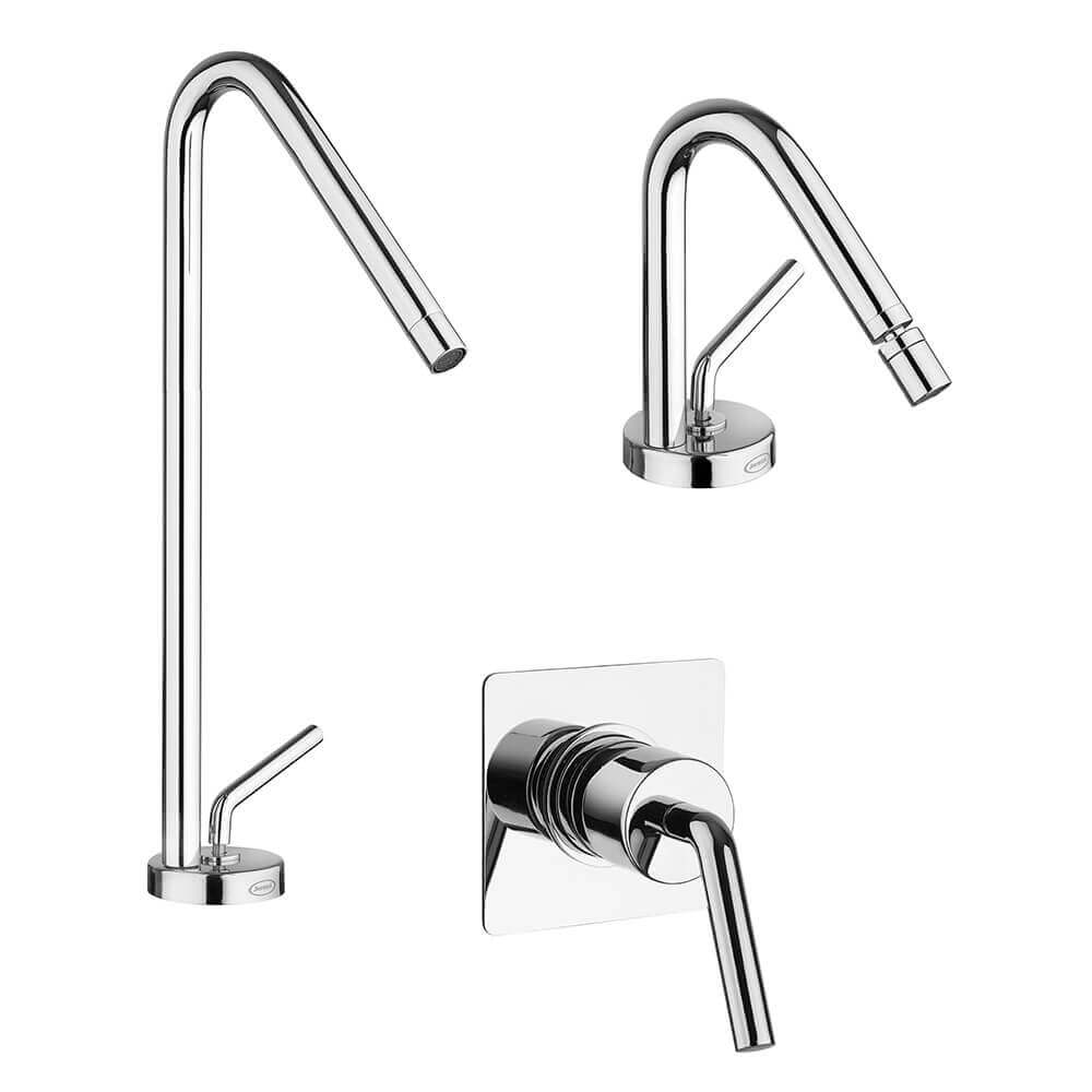 Miscelatori Jacuzzi Rubinetteria lavabo alto bidet e doccia incasso serie Lumos