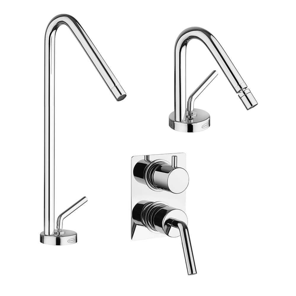 Set miscelatori serie Lumos lavabo bidet e doccia incasso con deviatore Jacuzzi Rubinetteria Arcshop