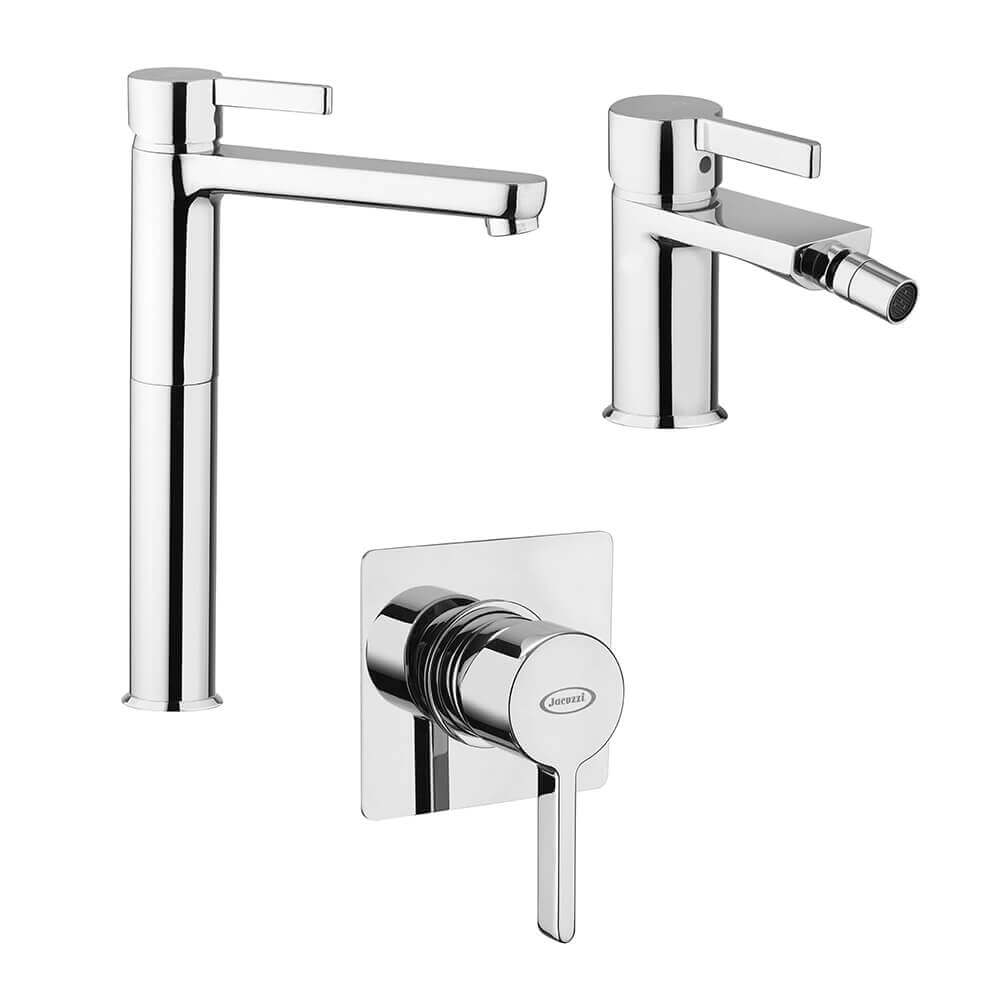 Kit rubinetti lavabo alto bidet e doccia incasso Jacuzzi Rubinetteria modello Fiamma Arcshop