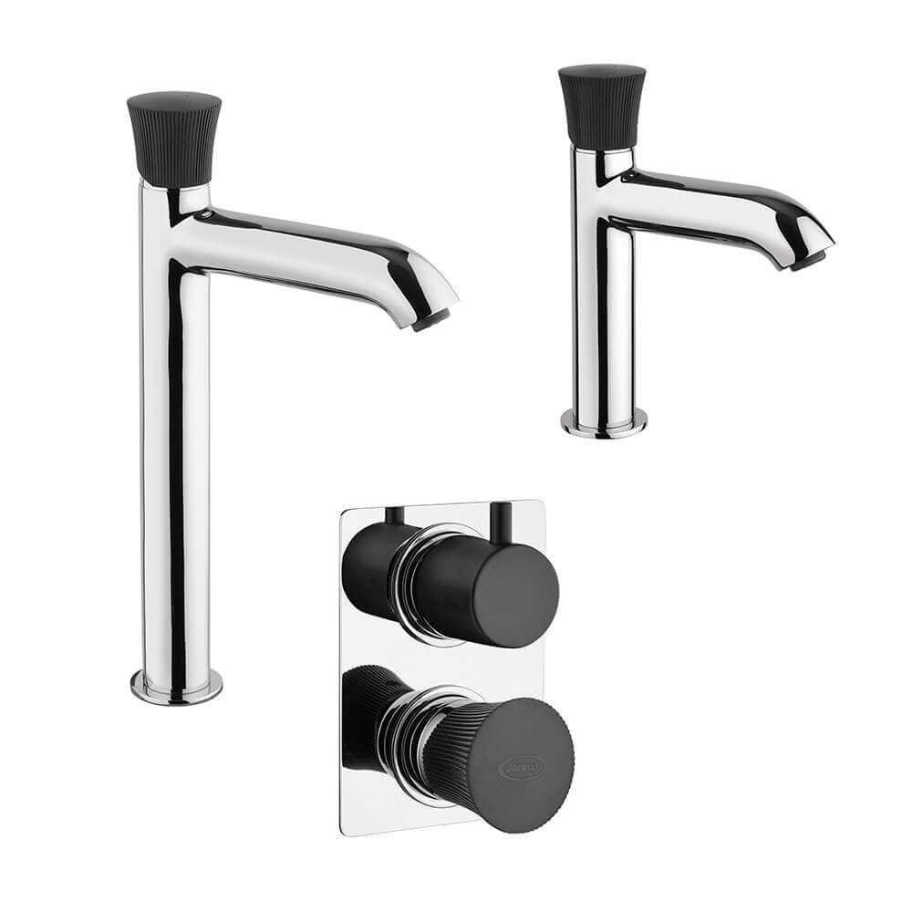 Set miscelatori Jacuzzi Rubinetteria Lavabo alto bidet e doccia incasso con deviatore Illumina
