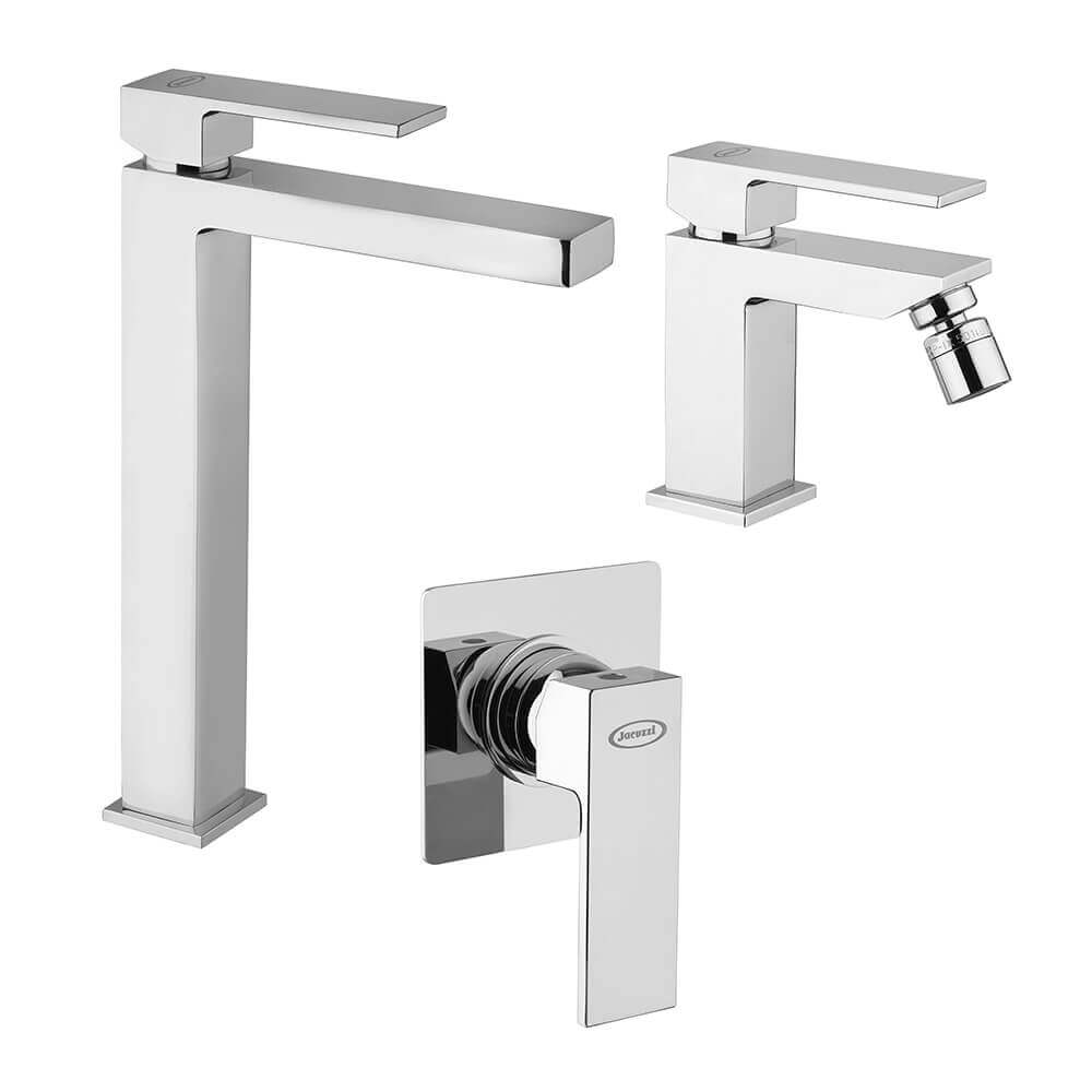 Set miscelatori Jacuzzi Rubinetteria lavabo alto bidet e doccia incasso serie Twinkle
