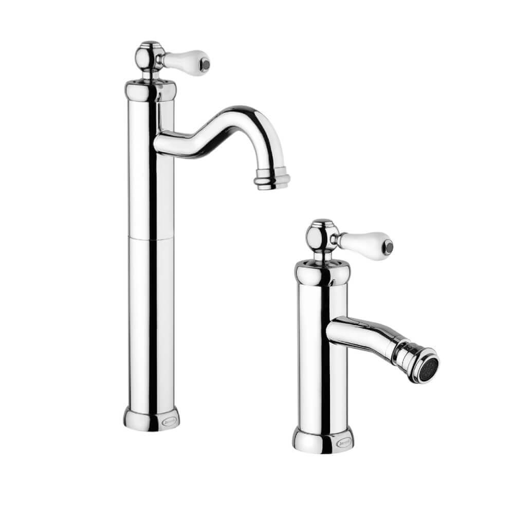 Coppia rubinetti per lavabo alto e bidet serie Tosca Jacuzzi Rubinetteria per piletta click clack Arcshop