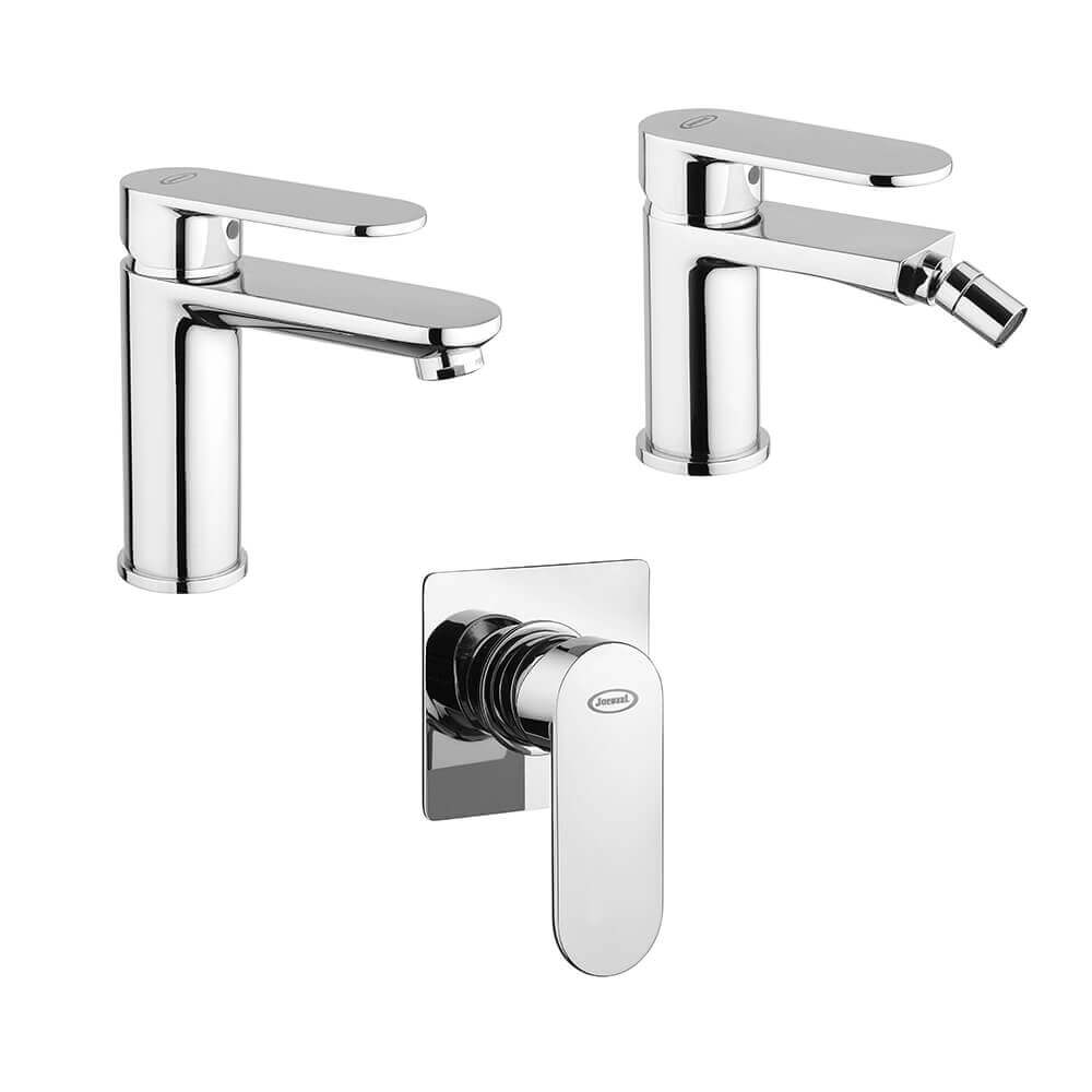 Set rubinetti lavabo e bidet per piletta click clack con miscelatore doccia incasso Jacuzzi | Rubinetteria Borea