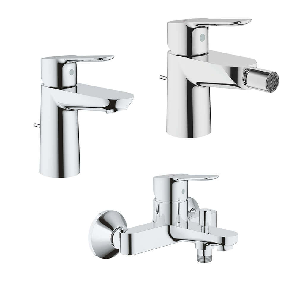 Set Miscelatori Grohe Bauedge lavabo bidet e vasca in ottone cromato con piletta di scarico INCLUSA Arcshop