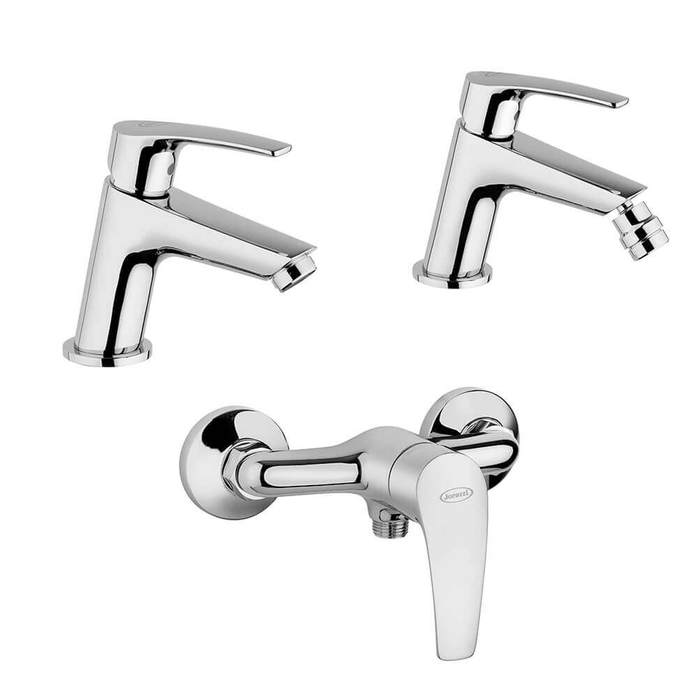 Lucente set miscelatori Jacuzzi | Rubinetteria lavabo e bidet per piletta click clck con esterno doccia Arcshop