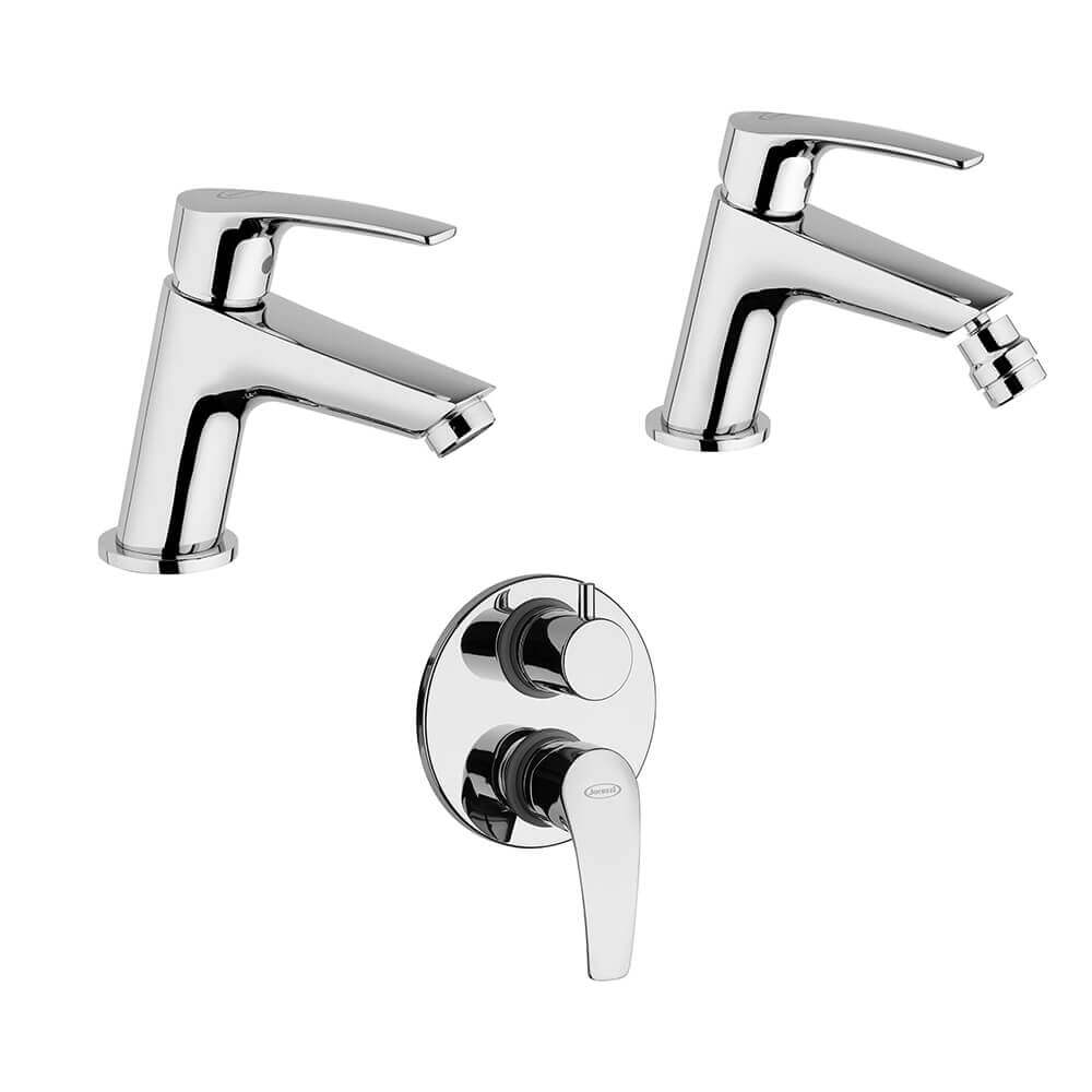 Set miscelatori Jacuzzi | Rubinetteria Lucente lavabo bidet per piletta click clack e incasso doccia con deviatore due uscite Arcshop