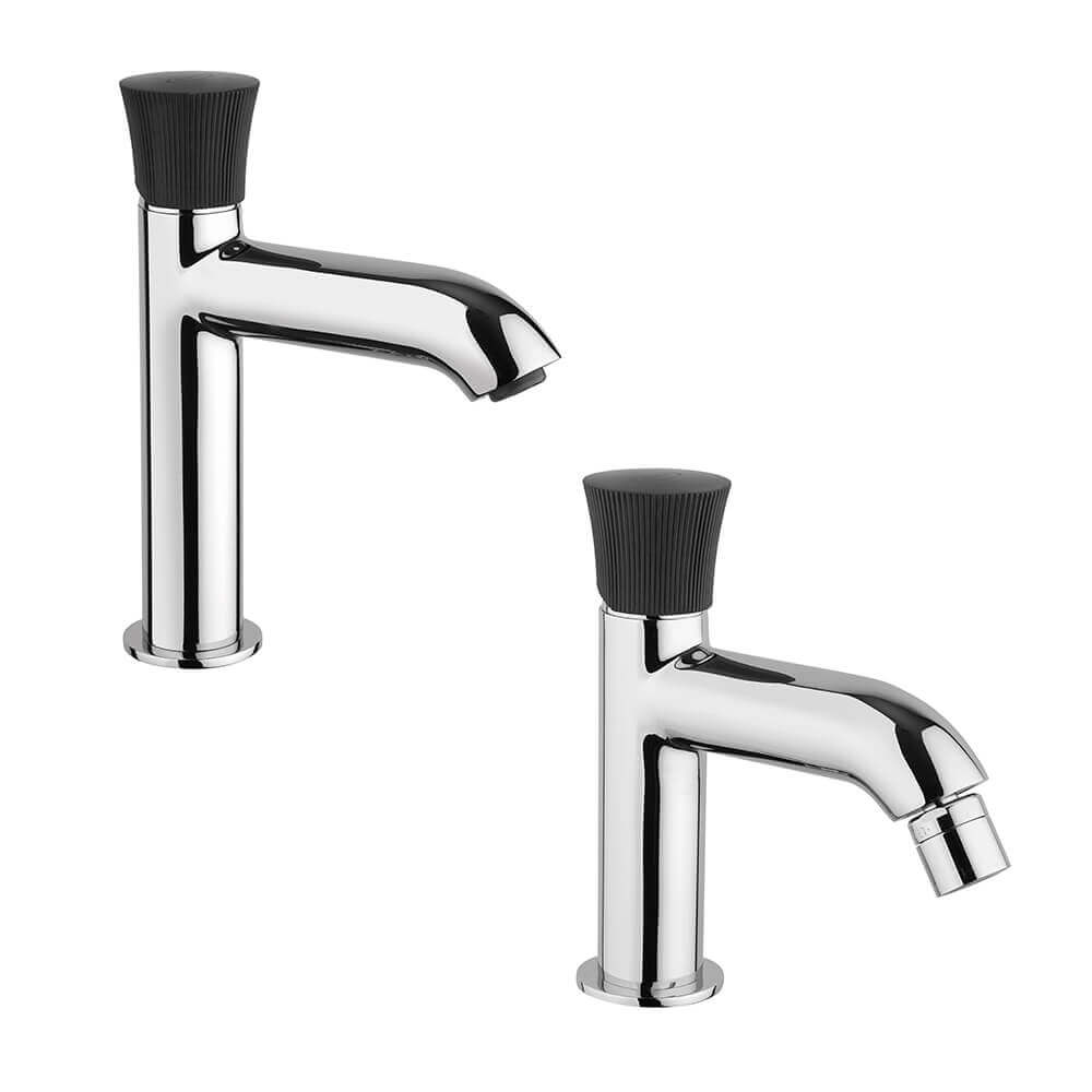 Set rubinetti lavabo e bidet Jacuzzi Rubinetteria modello Illumina per piletta click clack