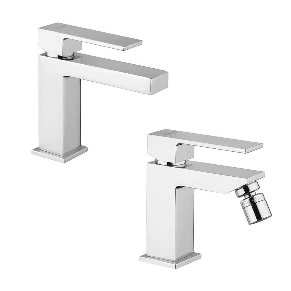 Coppia rubinetti lavabo e bidet modello Twinkle Jacuzzi Rubinetteria per piletta click clack