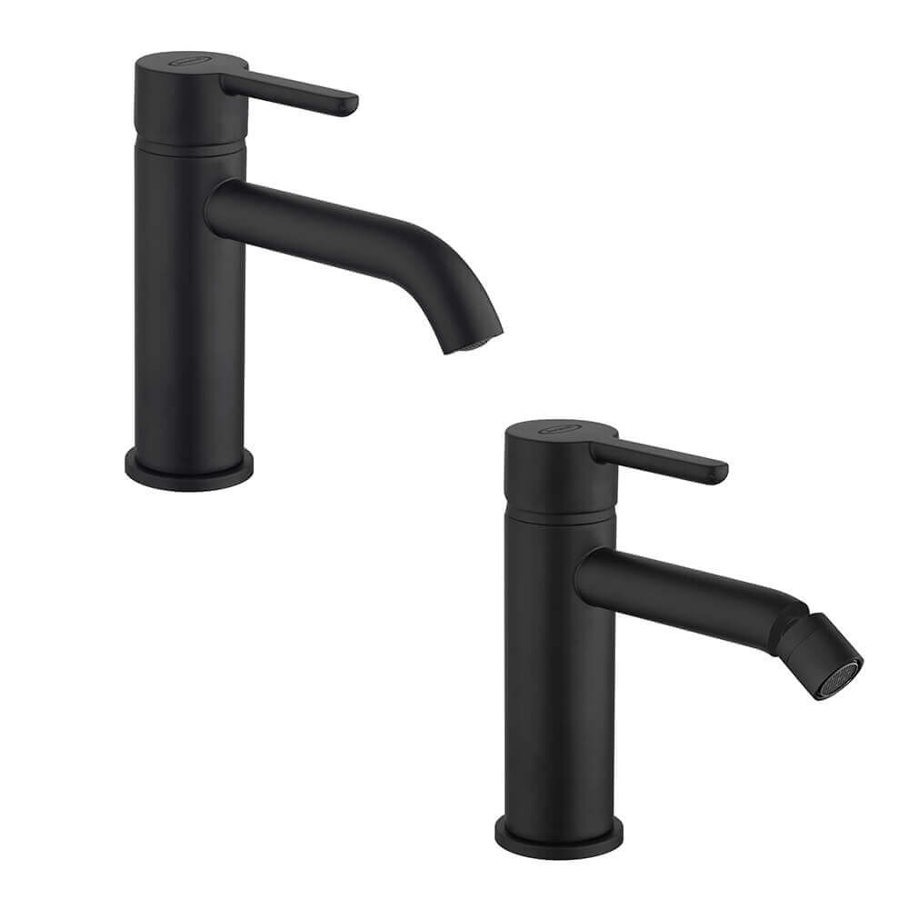 Miscelatori lavabo e bidet Jacuzzi | rubinetteria Sunset nero per piletta click clack