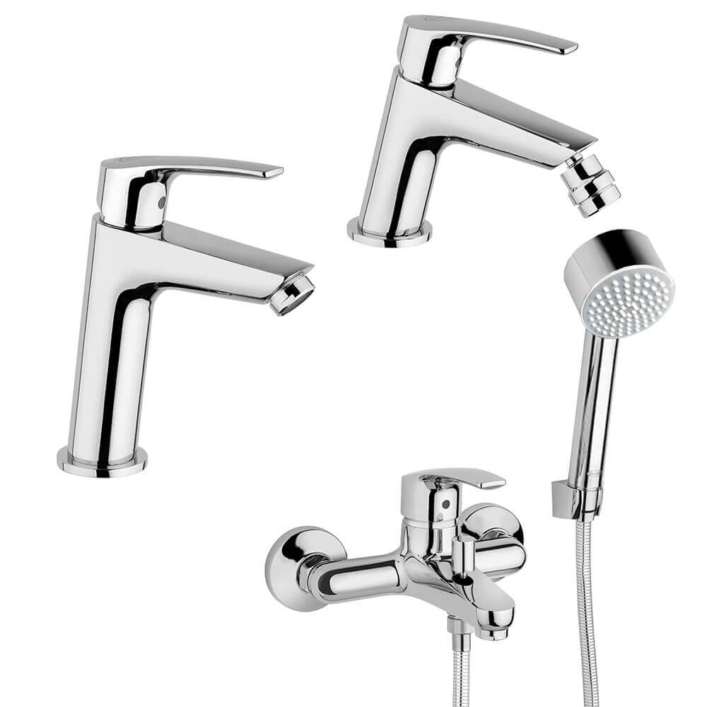 Jacuzzi | Rubinetteria Lucente set miscelatori gruppo vasca lavabo e bidet per piletta click clack Arcshop