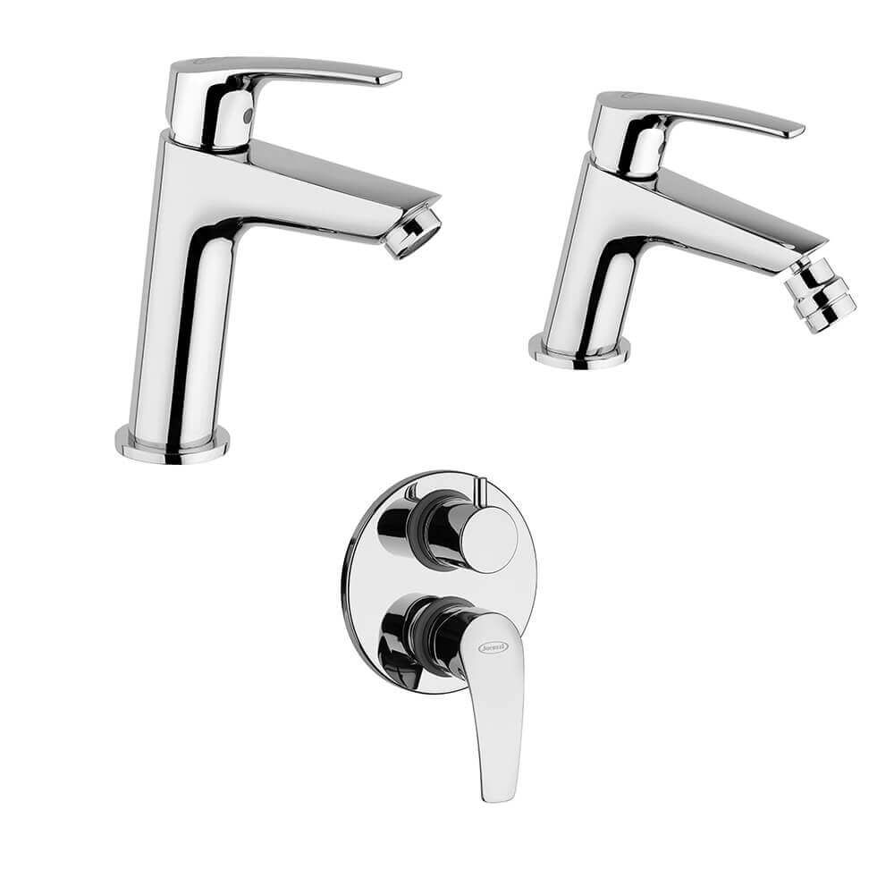 Set miscelatori Jacuzzi | Rubinetteria lavabo medio e bidet per piletta click clack con doccia incasso con deviatore due uscite Lucente Arcshop
