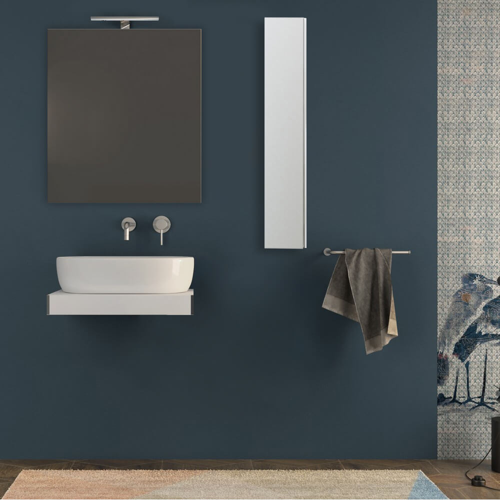 Mensolone bagno 60 cm bianco opaco sospeso Arcshop