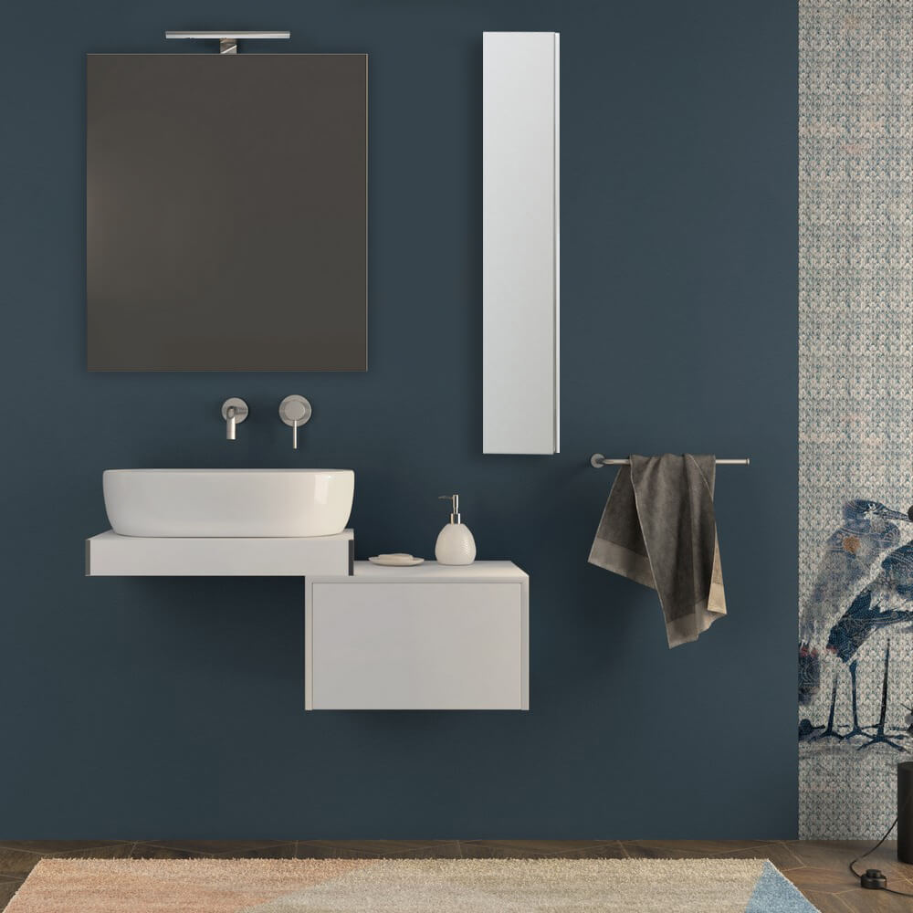 Mensolone bagno 60 cm bianco opaco sospeso Arcshop