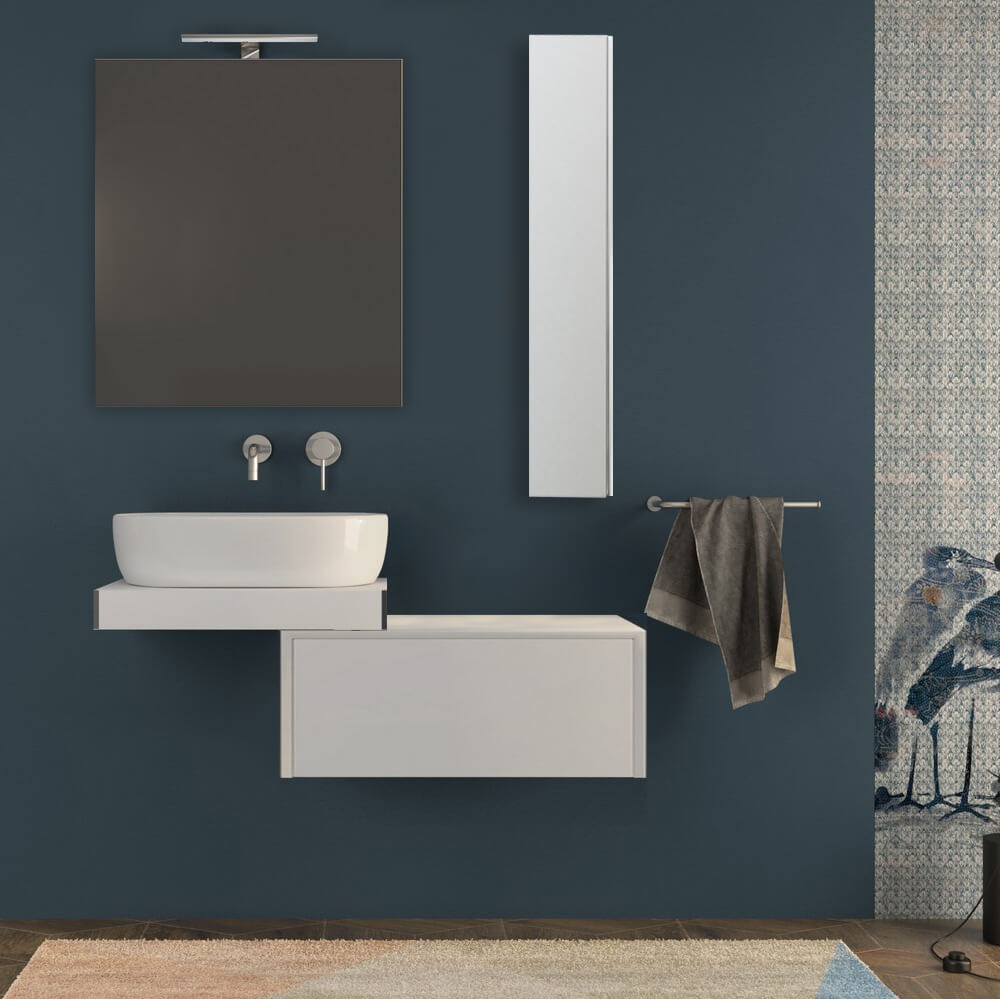 Mensolone bagno 60 cm bianco opaco sospeso Arcshop