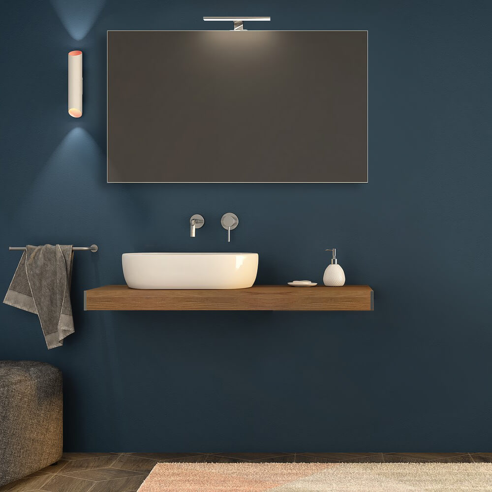 Mensolone da bagno rovere tabacco 120 cm sospeso
