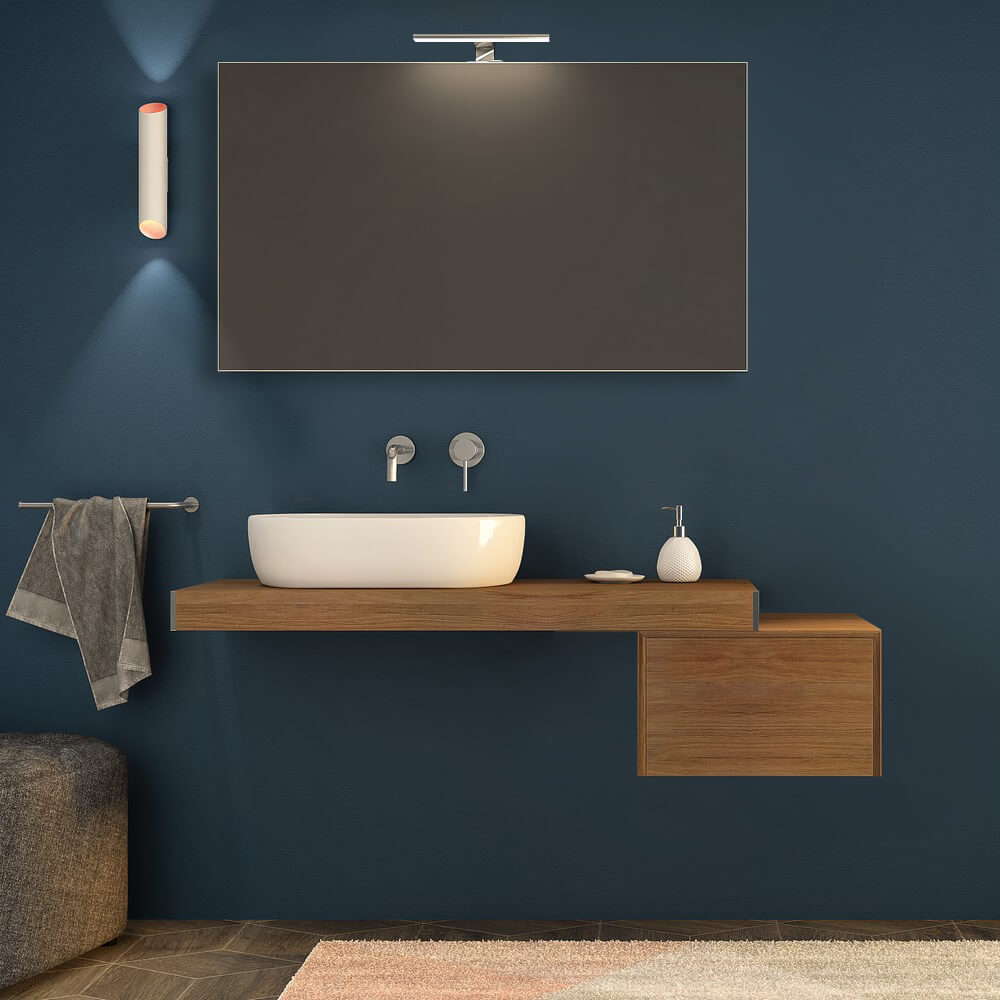 Mensolone da bagno rovere tabacco 120 cm sospeso Arcshop