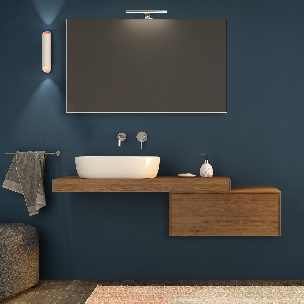 Mensolone da bagno rovere tabacco 120 cm sospeso Arcshop