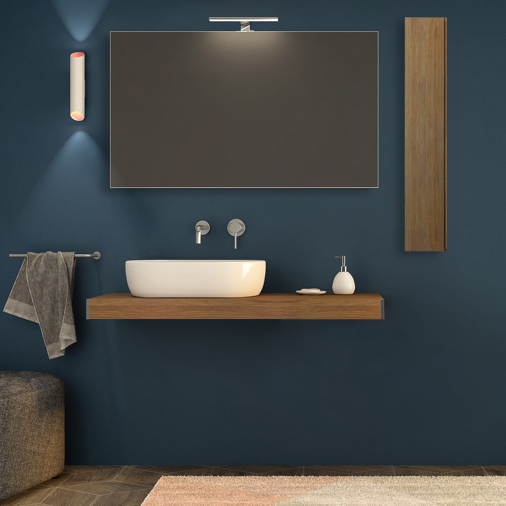 Mensolone da bagno rovere tabacco 120 cm sospeso Arcshop