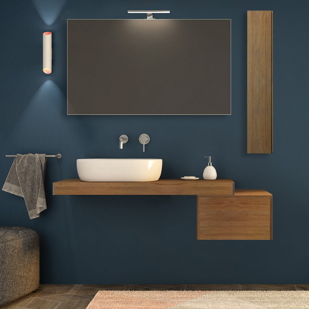 Mensolone da bagno rovere tabacco 120 cm sospeso Arcshop
