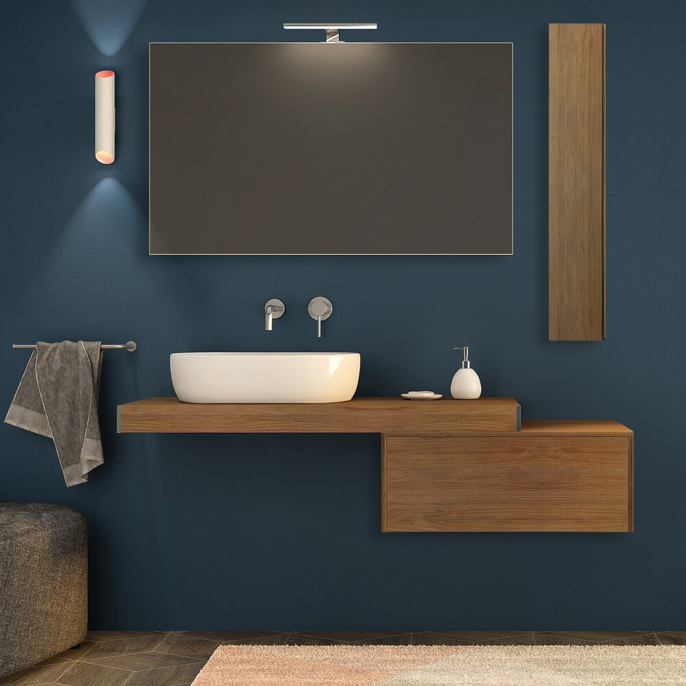 Mensolone da bagno rovere tabacco 120 cm sospeso Arcshop