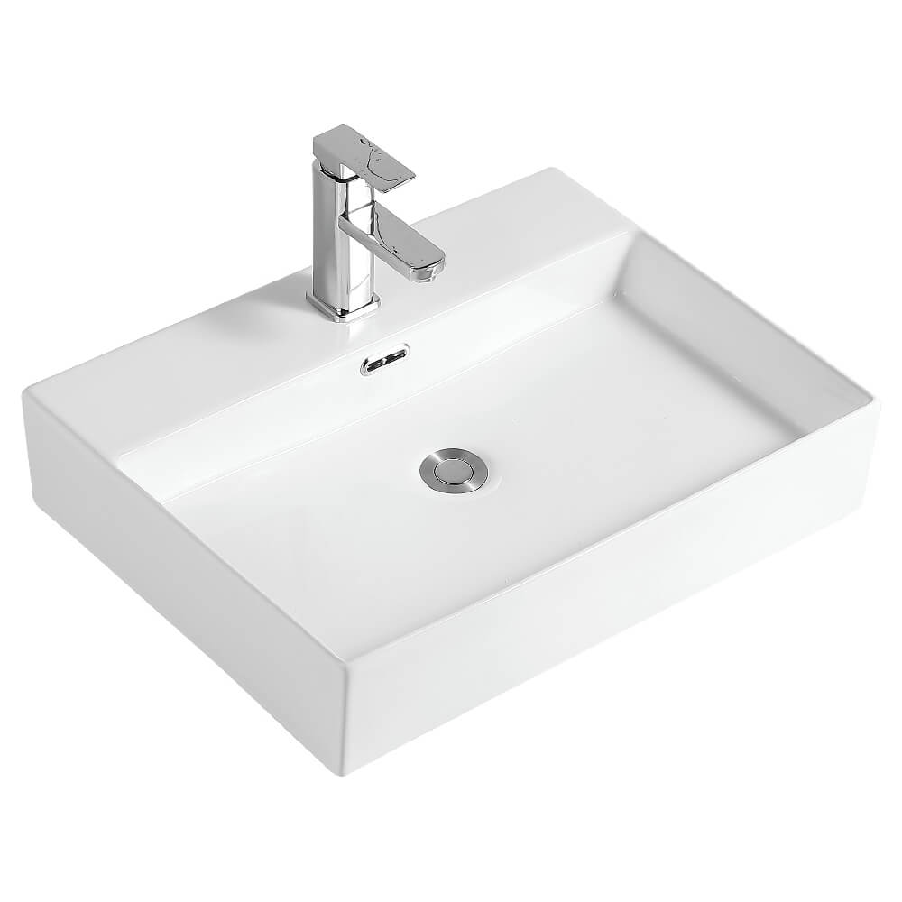 Lavabo da appoggio o sospeso 80 cm squadrato con foro rubinetto