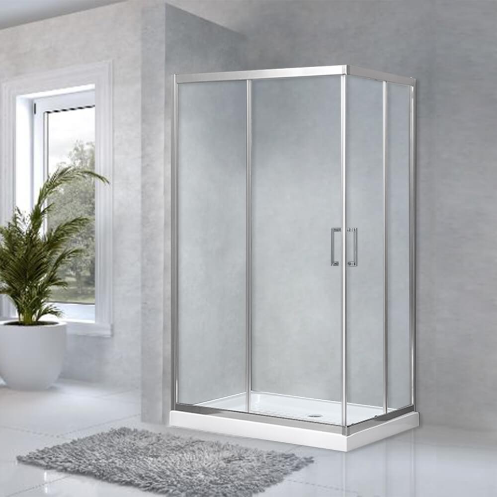 Box doccia 80X120 due ante scorrevoli lastra cristallo 6 mm profilo flat alluminio cromo regolabile h 195 Arcshop